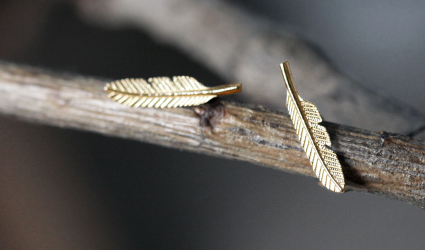10K Gold Long leaf earring