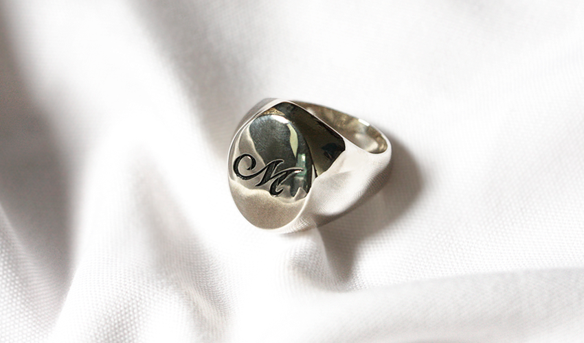 Medium Silver Initials ring