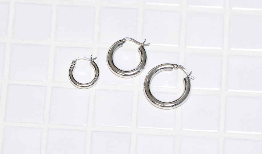 Silver hoop earring