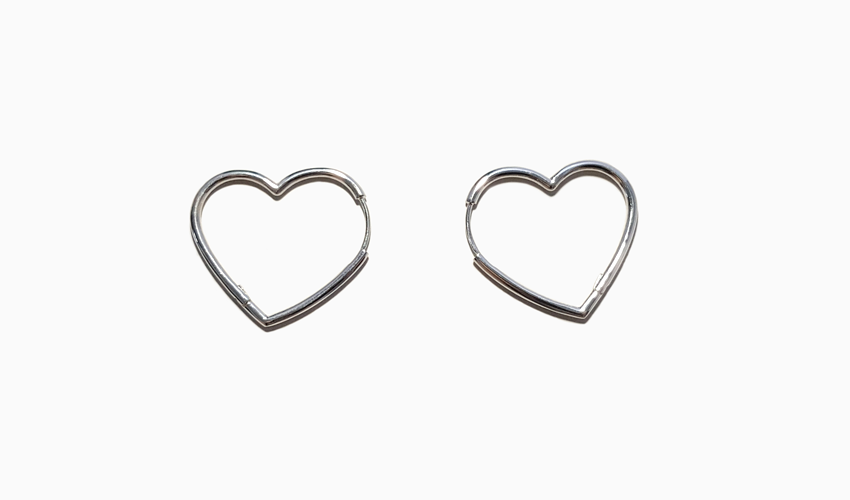 SILVER Heart ring earring