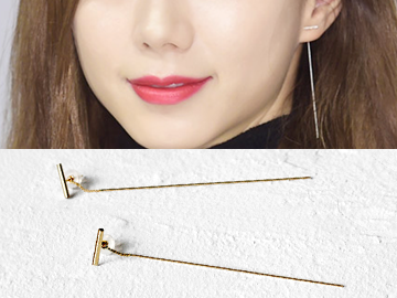 10K Gold Stick twoway earring [14K &amp; 10K GOLD]