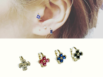 10K Cubic flower ring earring