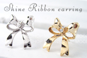 Shine ribbon earring-20% SALE 