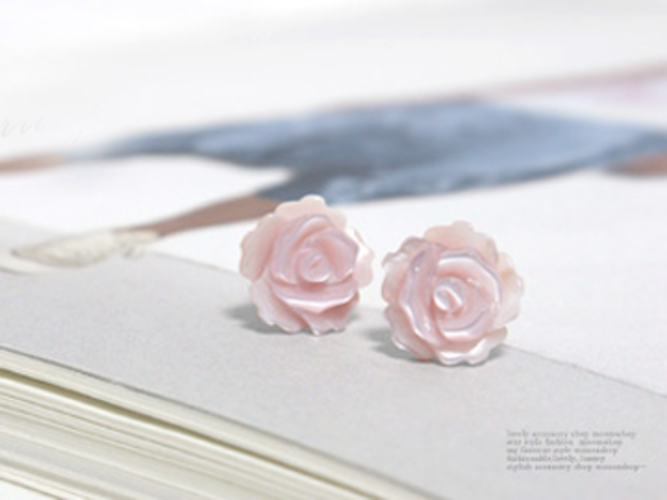 Pink flower earring [핑크 자개꽃]
