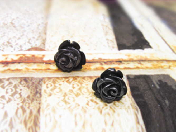 10K/14K Black coral rose earring [블랙 산호장미]