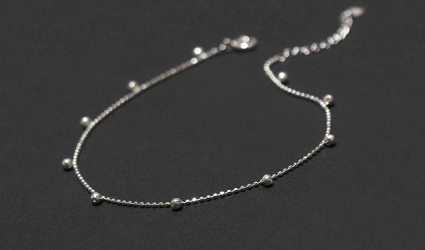 Silver ball chain anklet