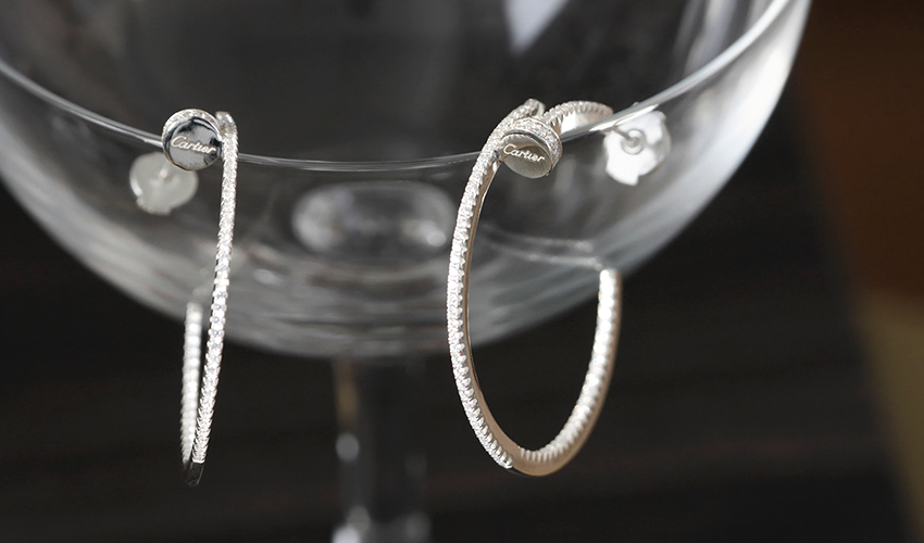 SILVER Cubic nail ring earring