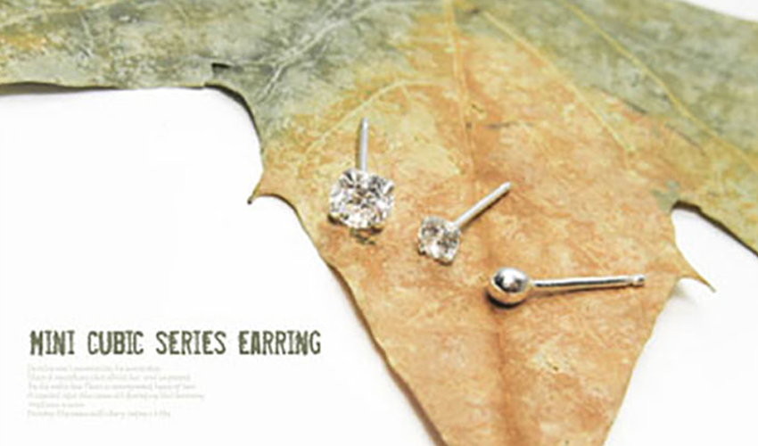 미니 큐빅 시리즈 귀걸이 Mini cubic series earring [+Add 2mm size]