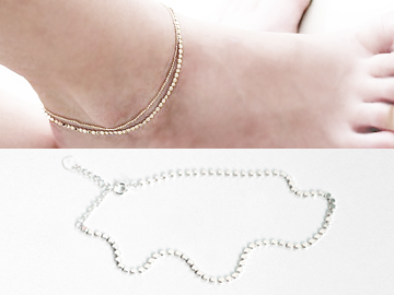 Flat Silver ball anklet
