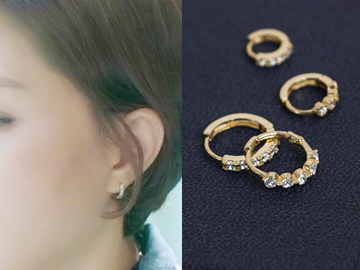 10K Mini cubic ring earring