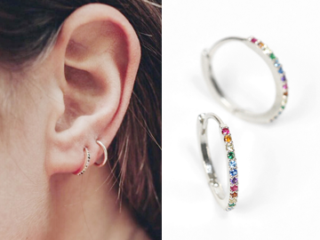 Rainbow cubic ring earring