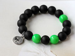 Black &amp; Green ball bracelet